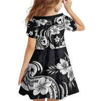 Hawaiian-Polynesian Art Tattoo Family Matching Off Shoulder Maxi Dress and Hawaiian Shirt Hibiscus and Plumeria Grayscale LT03 - Polynesian Pride