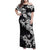Hawaiian-Polynesian Art Tattoo Family Matching Off Shoulder Maxi Dress and Hawaiian Shirt Hibiscus and Plumeria Grayscale