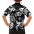 Hawaiian-Polynesian Art Tattoo Family Matching Tank Maxi Dress and Hawaiian Shirt Hibiscus and Plumeria Grayscale