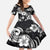 Hawaiian-Polynesian Art Tattoo Family Matching Tank Maxi Dress and Hawaiian Shirt Hibiscus and Plumeria Grayscale