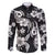 Hawaiian-Polynesian Art Tattoo Family Matching Tank Maxi Dress and Hawaiian Shirt Hibiscus and Plumeria Grayscale