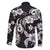 Hawaiian-Polynesian Art Tattoo Family Matching Tank Maxi Dress and Hawaiian Shirt Hibiscus and Plumeria Grayscale