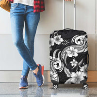 Hawaiian-Polynesian Art Tattoo Luggage Cover Hibiscus and Plumeria Grayscale