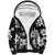 Hawaiian-Polynesian Art Tattoo Sherpa Hoodie Hibiscus and Plumeria Grayscale