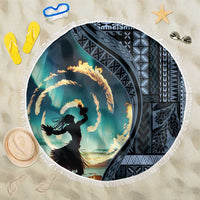 Samoan Siapo Motif and Siva Afi Dance Beach Blanket