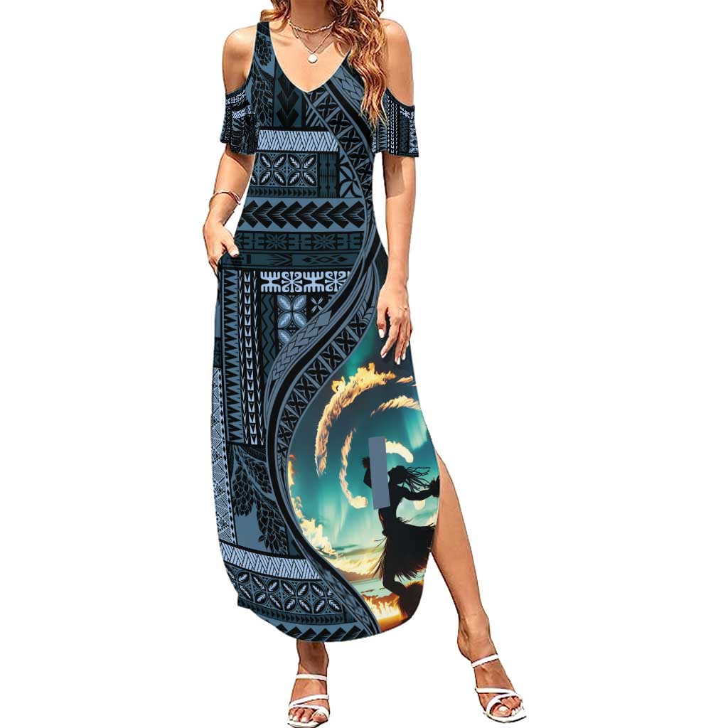 Samoan Siapo Motif and Siva Afi Dance Summer Maxi Dress