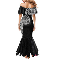 Samoan Art Tattoo Polynesian Pattern Family Matching Mermaid Dress and Hawaiian Shirt