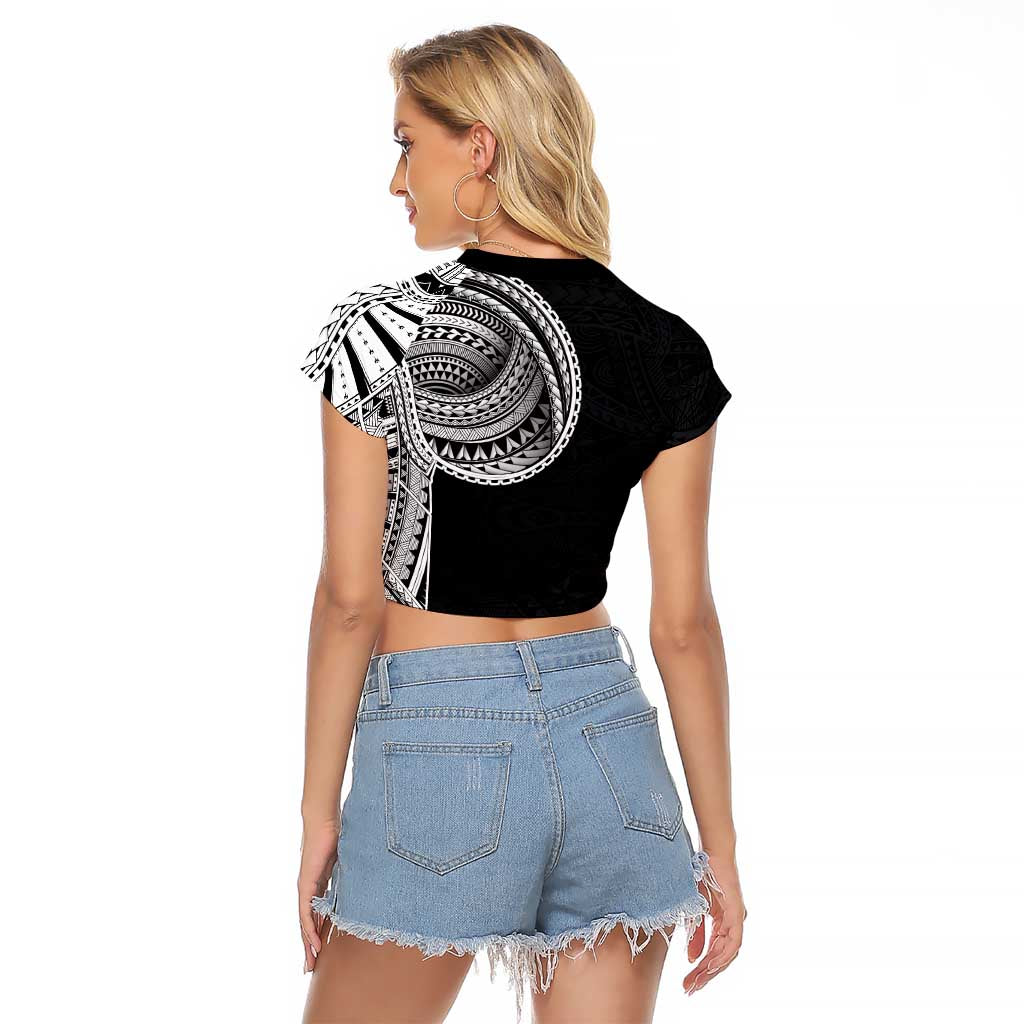 Samoan Art Tattoo Polynesian Pattern Raglan Cropped T Shirt
