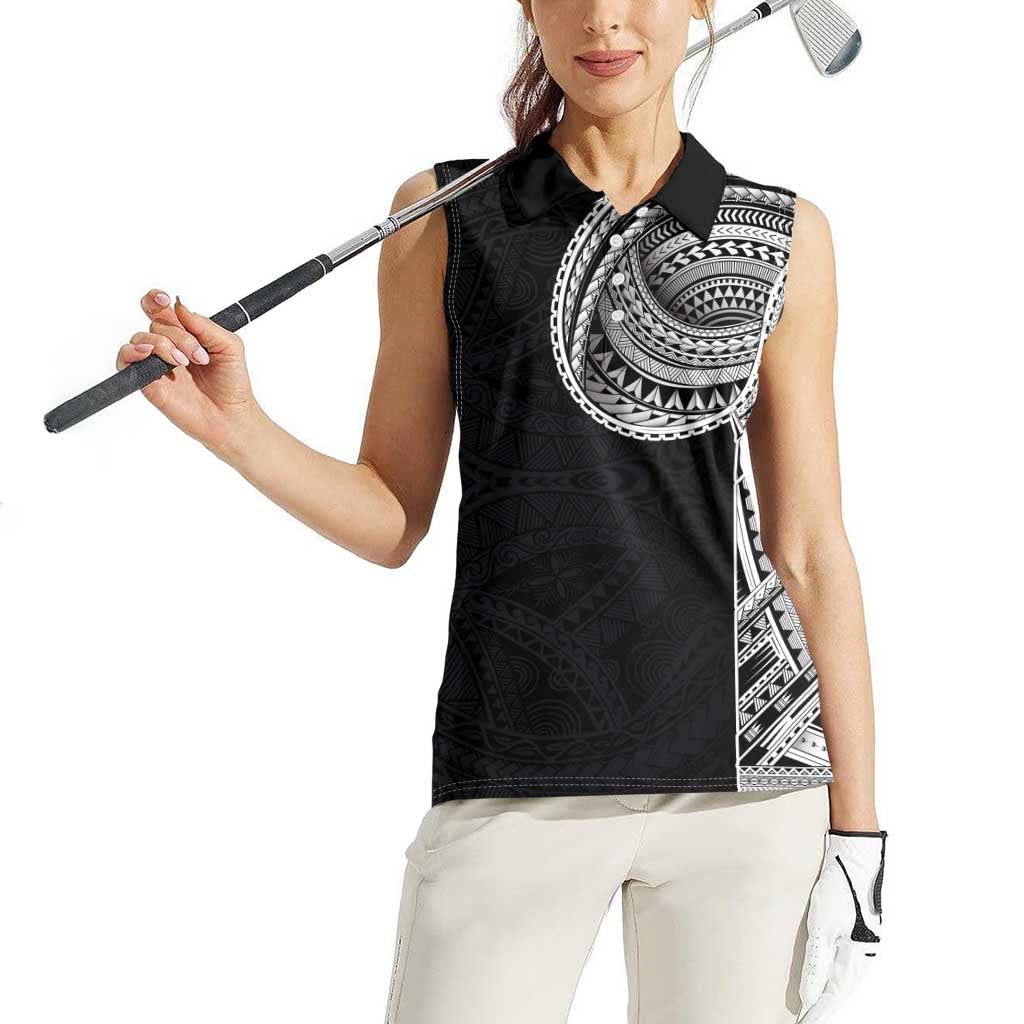 Samoan Art Tattoo Polynesian Pattern Women Sleeveless Polo Shirt