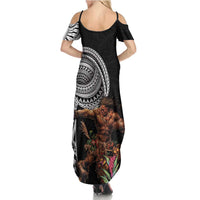 Samoan Warrior Art Tattoo Family Matching Summer Maxi Dress and Hawaiian Shirt Polynesian Pattern and Teuila