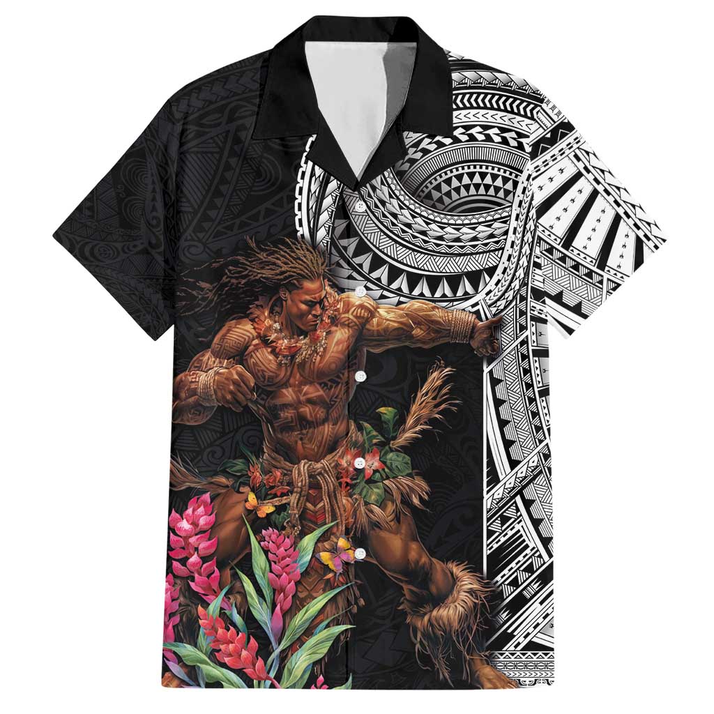 Samoan Warrior Art Tattoo Hawaiian Shirt Polynesian Pattern and Teuila