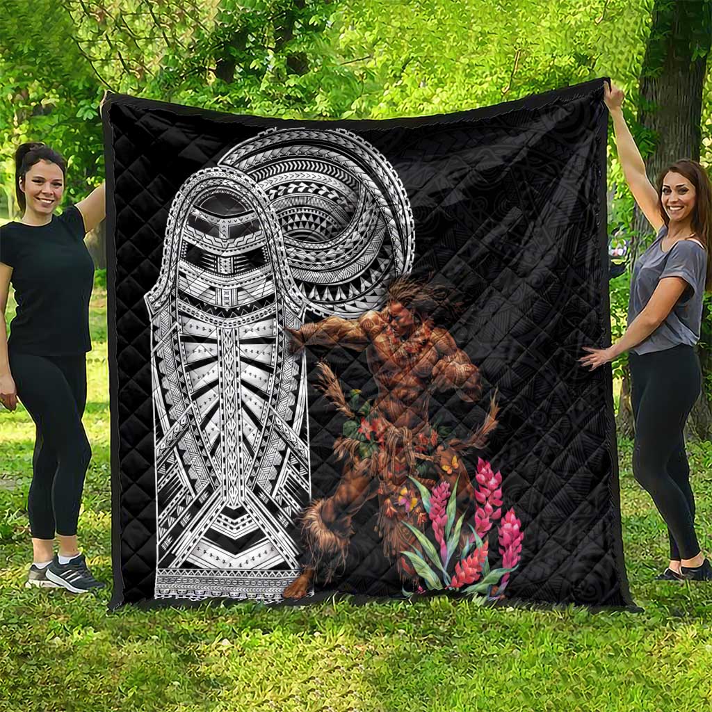 Samoan Warrior Art Tattoo Quilt Polynesian Pattern and Teuila