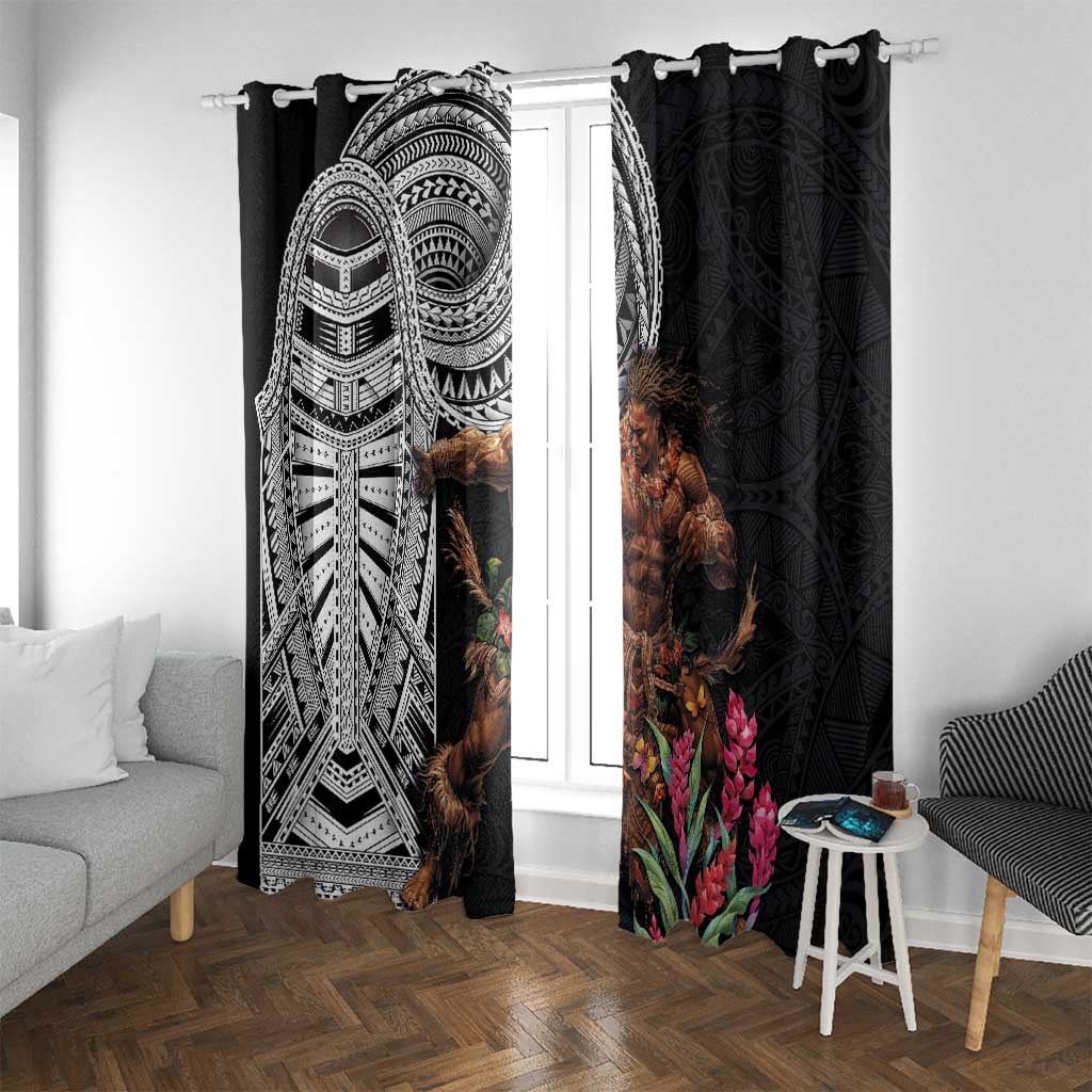 Samoan Warrior Art Tattoo Window Curtain Polynesian Pattern and Teuila