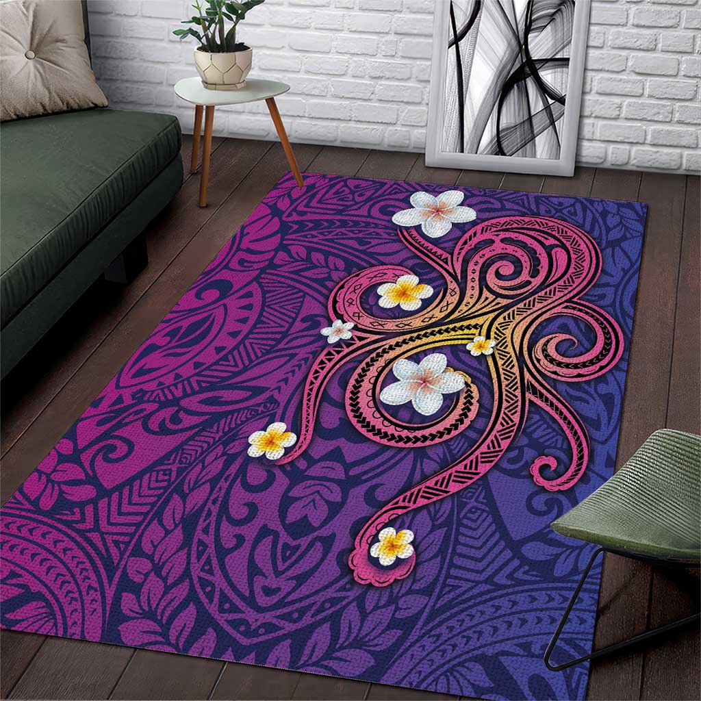 Hawaiian Octopus Tattoo and Frangipani Area Rug