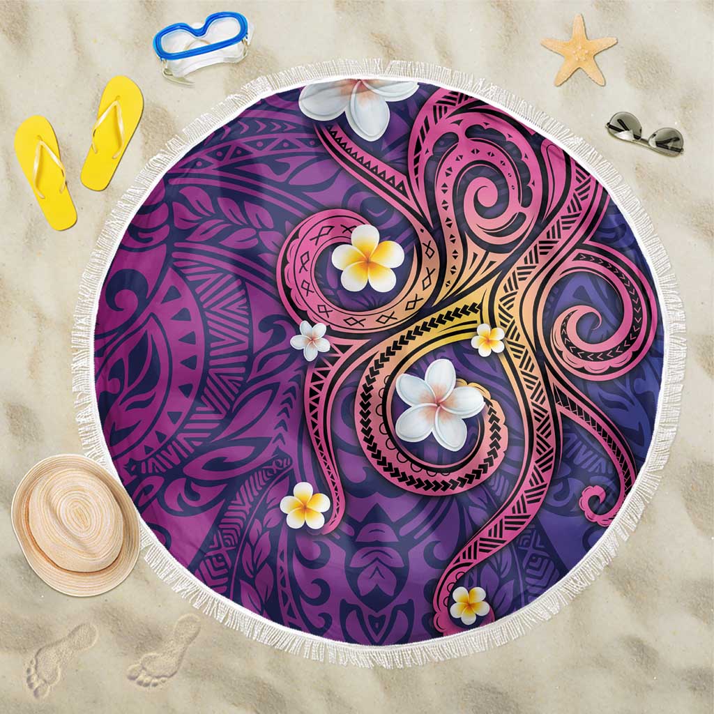 Hawaiian Octopus Tattoo and Frangipani Beach Blanket