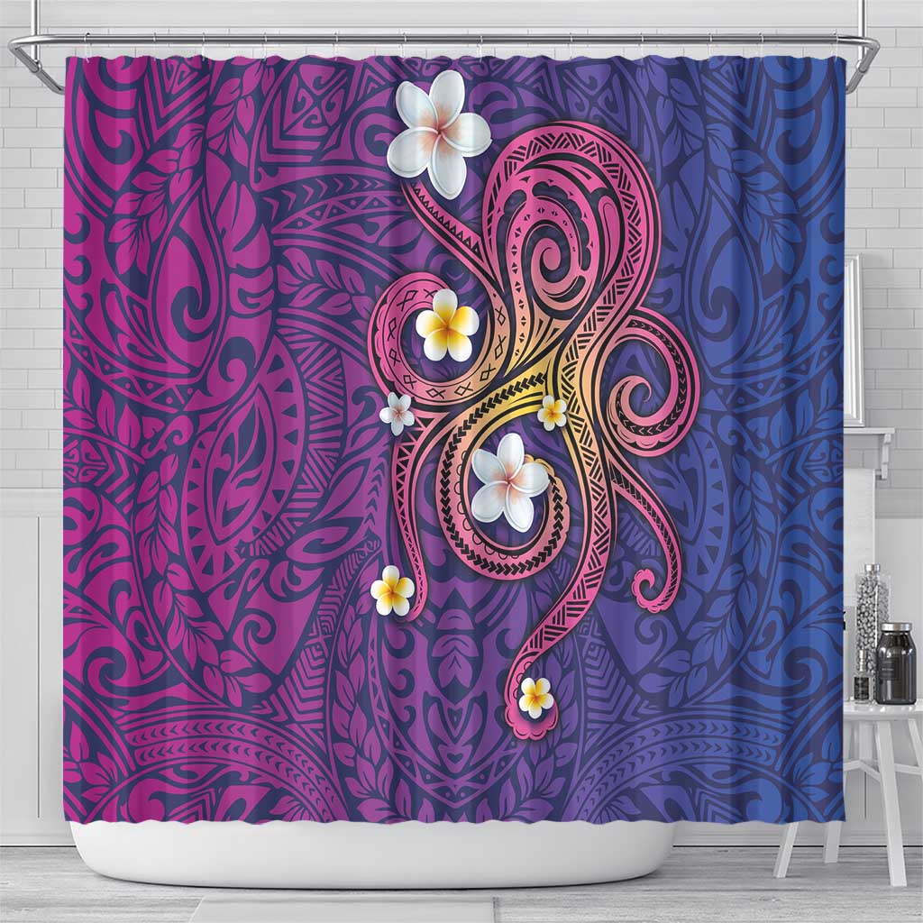 Hawaiian Octopus Tattoo and Frangipani Shower Curtain