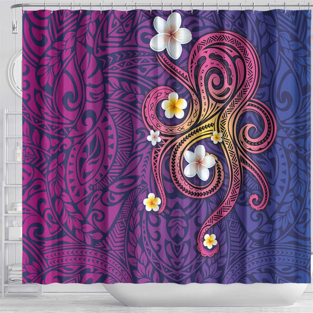 Hawaiian Octopus Tattoo and Frangipani Shower Curtain