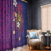 Hawaiian Octopus Tattoo and Frangipani Window Curtain
