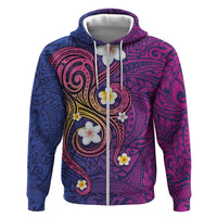 Hawaiian Octopus Tattoo and Frangipani Zip Hoodie