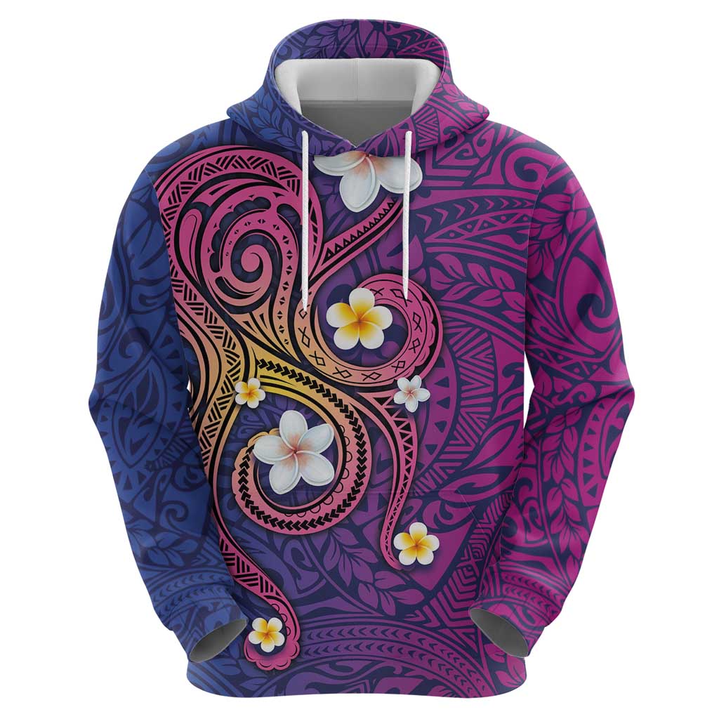 Hawaiian Octopus Tattoo and Frangipani Zip Hoodie