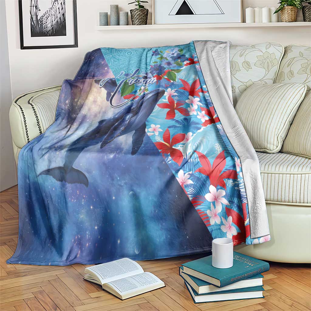 Hawaii Aloha Whales Blanket Hibiscus and Whales with Polynesian Pattern - Polynesian Pride