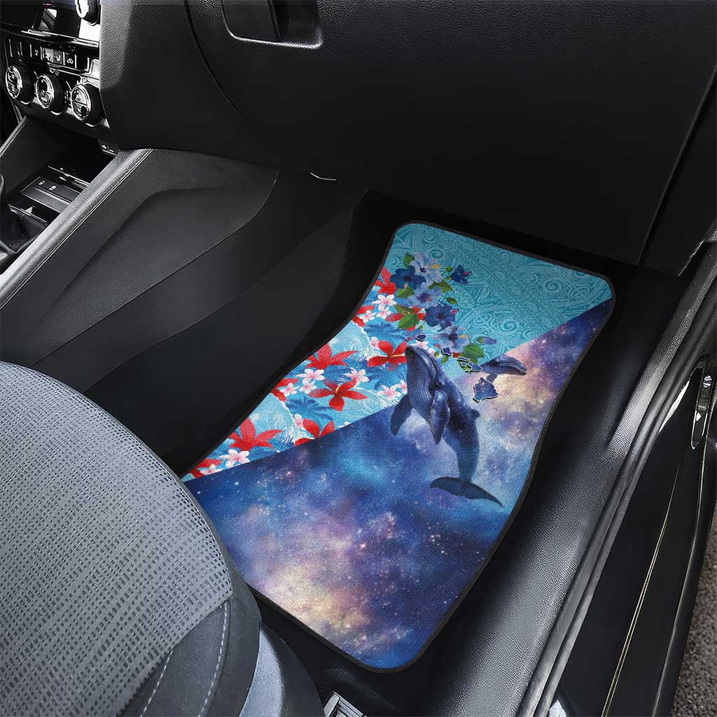 Hawaii Aloha Whales Car Mats Hibiscus and Whales with Polynesian Pattern - Polynesian Pride