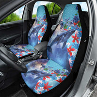 Hawaii Aloha Whales Car Seat Cover Hibiscus and Whales with Polynesian Pattern - Polynesian Pride
