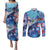 Hawaii Aloha Whales Couples Matching Puletasi and Long Sleeve Button Shirt Hibiscus and Whales with Polynesian Pattern - Polynesian Pride