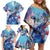 Hawaii Aloha Whales Family Matching Off Shoulder Short Dress and Hawaiian Shirt Hibiscus and Whales with Polynesian Pattern - Polynesian Pride
