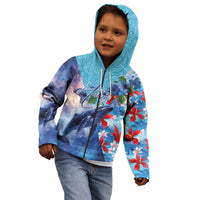 Hawaii Aloha Whales Kid Hoodie Hibiscus and Whales with Polynesian Pattern - Polynesian Pride