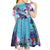 Hawaii Aloha Whales Kid Short Sleeve Dress Hibiscus and Whales with Polynesian Pattern - Polynesian Pride