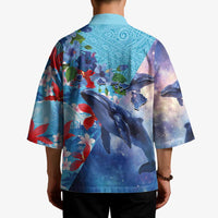 Hawaii Aloha Whales Kimono Hibiscus and Whales with Polynesian Pattern - Polynesian Pride