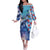 Hawaii Aloha Whales Off The Shoulder Long Sleeve Dress Hibiscus and Whales with Polynesian Pattern - Polynesian Pride