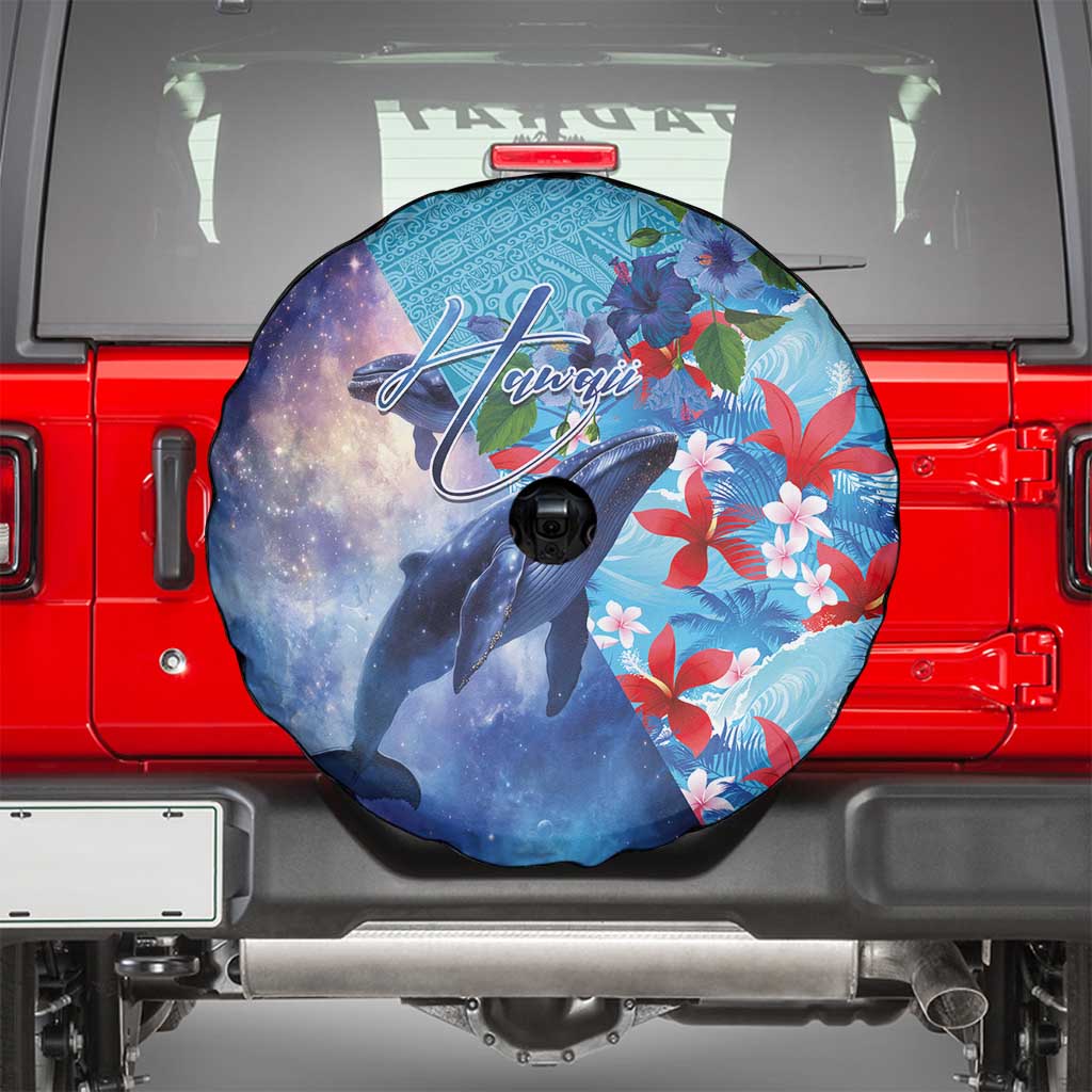 Hawaii Aloha Whales Spare Tire Cover Hibiscus and Whales with Polynesian Pattern - Polynesian Pride