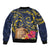 Tokelau Tokehega Day Bomber Jacket Coat of Arms with Polynesian Tattoo and Hibiscus