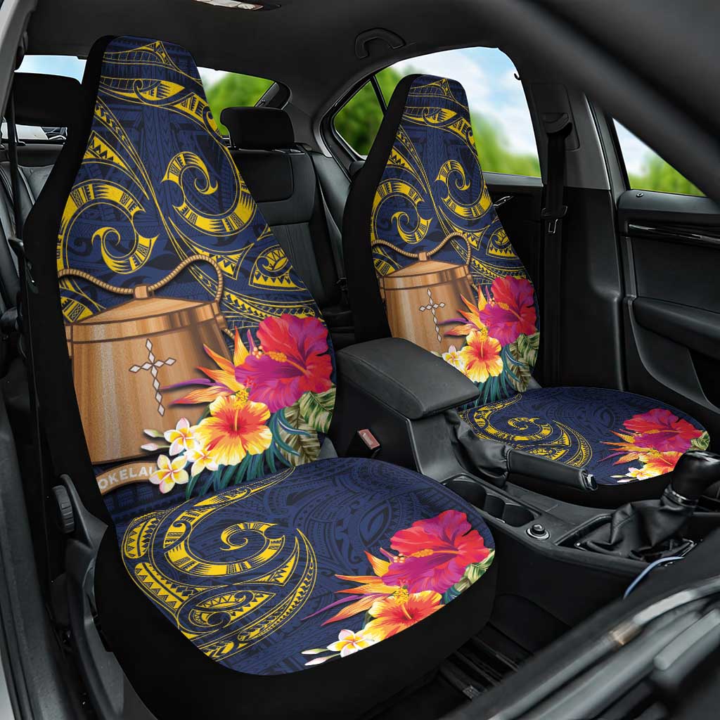 Tokelau Tokehega Day Car Seat Cover Coat of Arms with Polynesian Tattoo and Hibiscus LT03 One Size Blue - Polynesian Pride