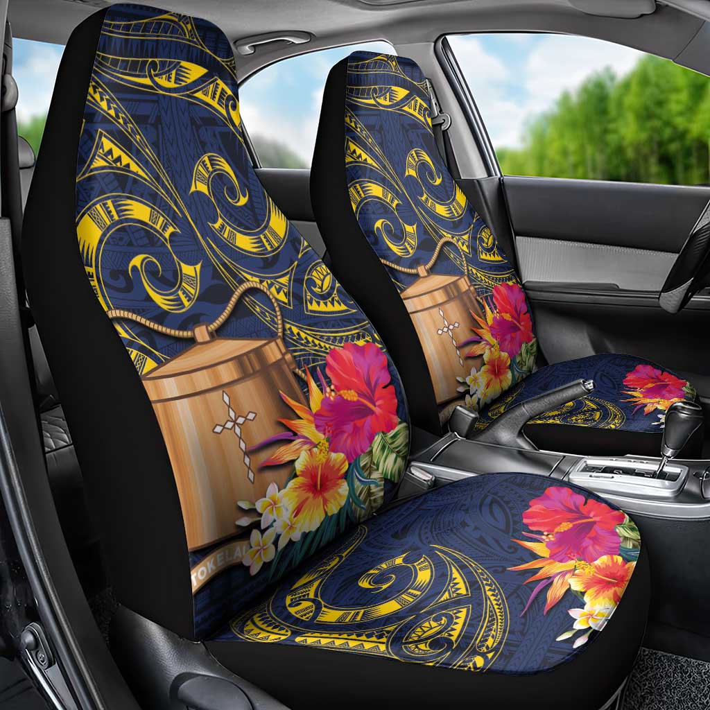 Tokelau Tokehega Day Car Seat Cover Coat of Arms with Polynesian Tattoo and Hibiscus LT03 - Polynesian Pride