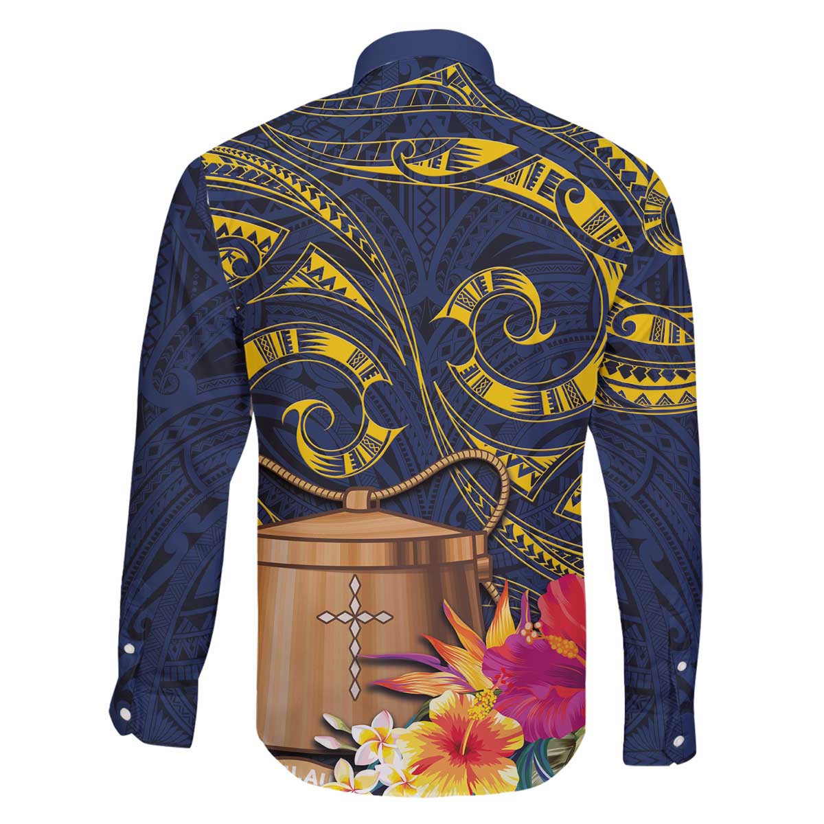Tokelau Tokehega Day Family Matching Off The Shoulder Long Sleeve Dress and Hawaiian Shirt Coat of Arms with Polynesian Tattoo and Hibiscus
