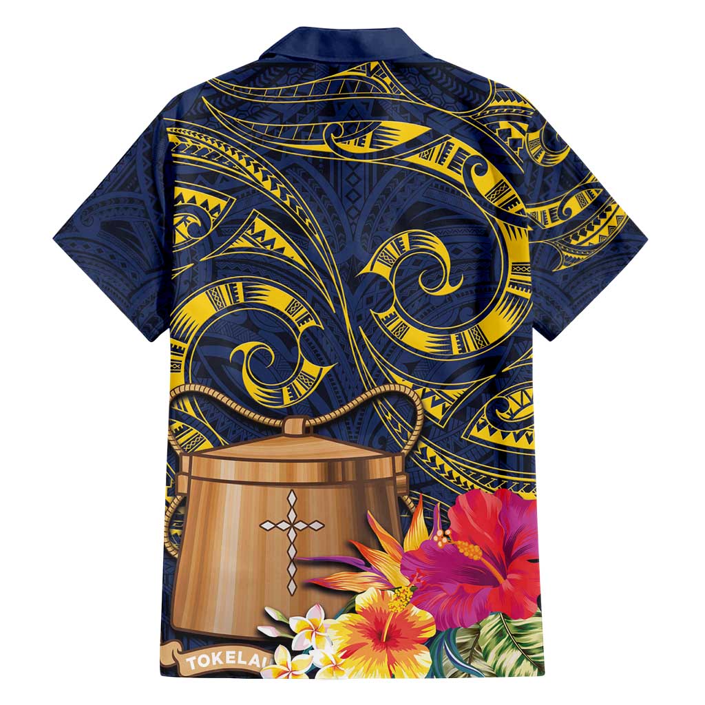 Tokelau Tokehega Day Family Matching Off Shoulder Maxi Dress and Hawaiian Shirt Coat of Arms with Polynesian Tattoo and Hibiscus