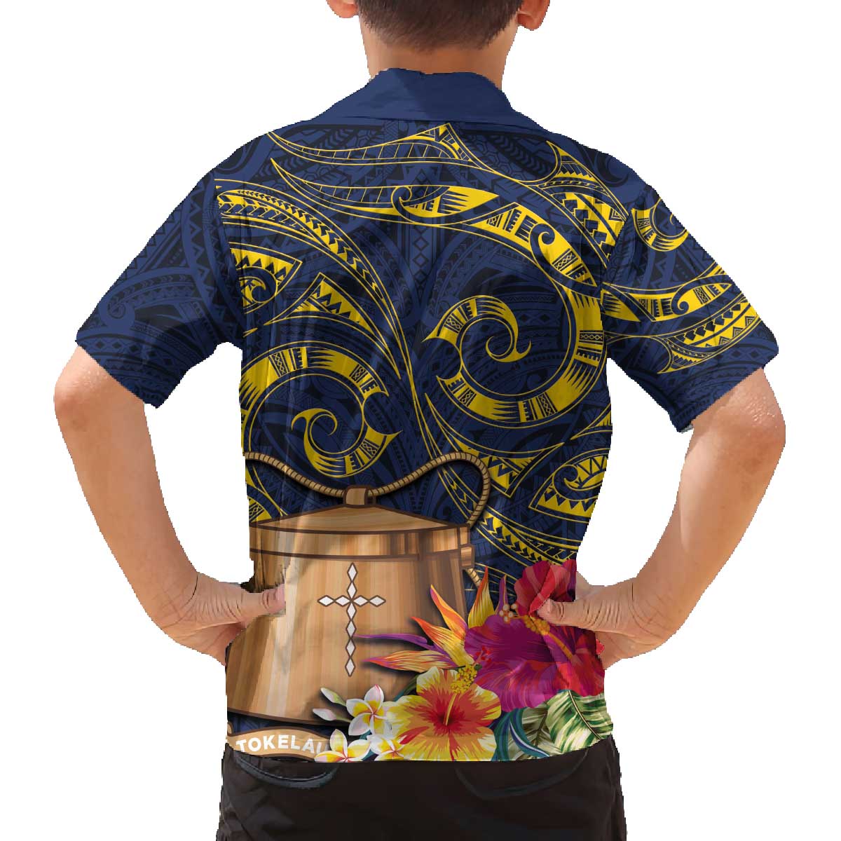 Tokelau Tokehega Day Family Matching Puletasi and Hawaiian Shirt Coat of Arms with Polynesian Tattoo and Hibiscus LT03 - Polynesian Pride