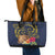 Tokelau Tokehega Day Leather Tote Bag Coat of Arms with Polynesian Tattoo and Hibiscus