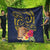 Tokelau Tokehega Day Quilt Coat of Arms with Polynesian Tattoo and Hibiscus