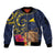 Tokelau Tokehega Day Sleeve Zip Bomber Jacket Coat of Arms with Polynesian Tattoo and Hibiscus