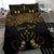 Personalised Kosrae Liberation Day Bedding Set Polynesian Tattoo and Plumeria Gold Color