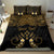 Personalised Kosrae Liberation Day Bedding Set Polynesian Tattoo and Plumeria Gold Color