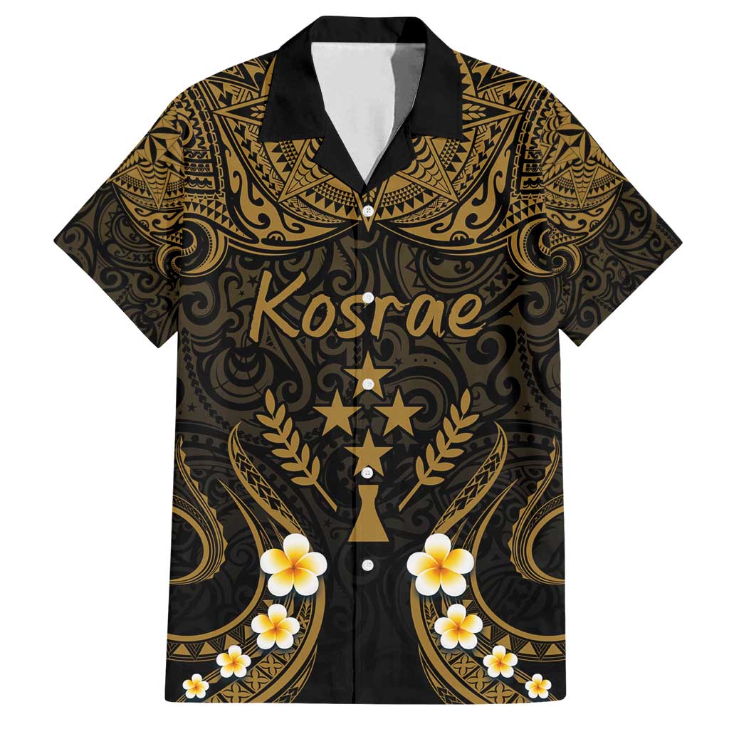 Personalised Kosrae Liberation Day Family Matching Tank Maxi Dress and Hawaiian Shirt Polynesian Tattoo and Plumeria Gold Color