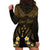 Personalised Kosrae Liberation Day Hoodie Dress Polynesian Tattoo and Plumeria Gold Color