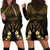 Personalised Kosrae Liberation Day Hoodie Dress Polynesian Tattoo and Plumeria Gold Color