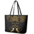 Personalised Kosrae Liberation Day Leather Tote Bag Polynesian Tattoo and Plumeria Gold Color