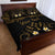 Personalised Kosrae Liberation Day Quilt Bed Set Polynesian Tattoo and Plumeria Gold Color